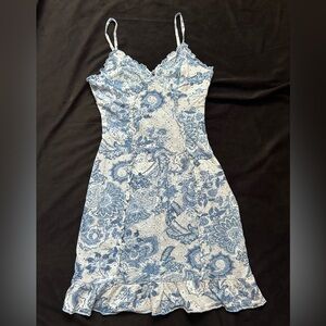 Guess Blue and White Lace Midi Dress